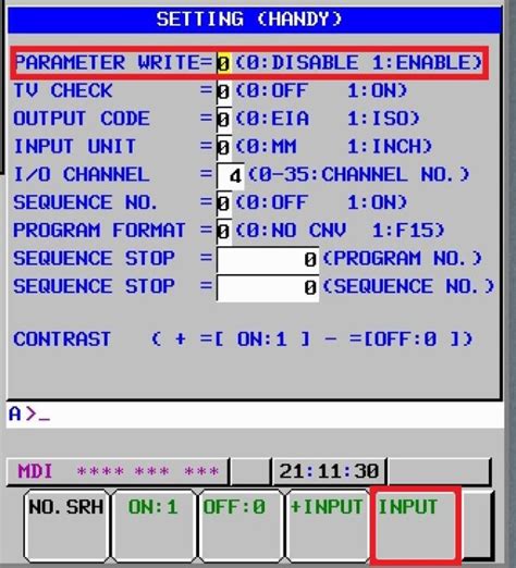 data entry cnc parameter